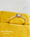 Square Natural Diamond Bezel Set Ring Minimalist Style