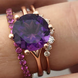 Amethyst Rose Gold Six Prong Ring 2.56 Carat