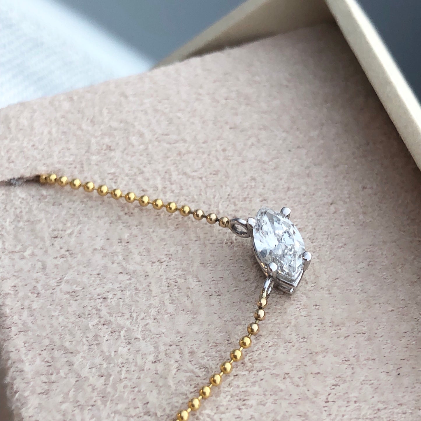Marquise Diamond East West Solitaire Necklace