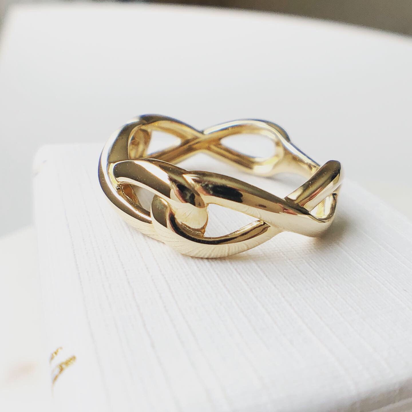 Infinity Ring Wedding Band Yellow Gold