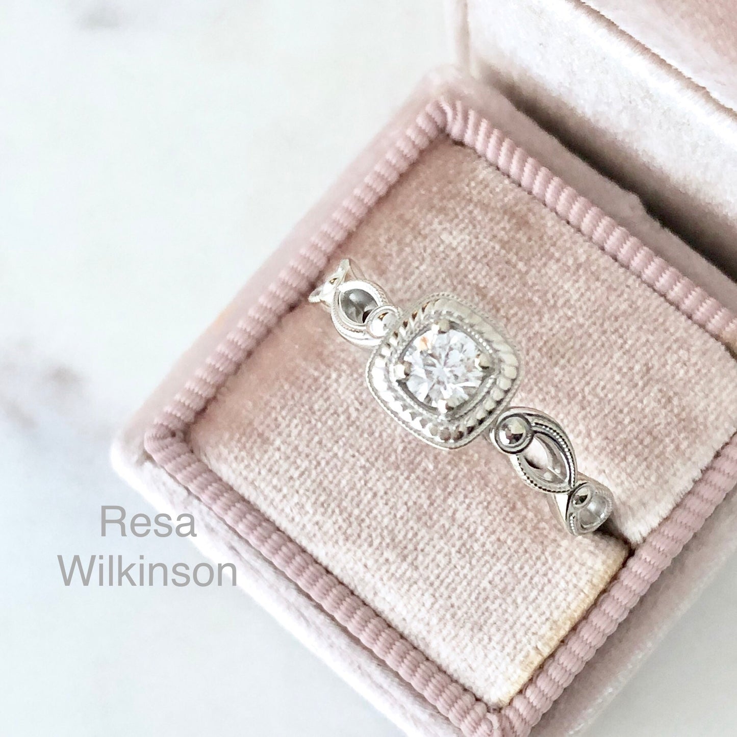 Vintage Inspired Natural Diamond Engagement Ring AGS Certified
